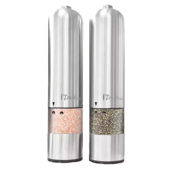 iTouchless Brushed Stainless Steel Salt & Pepper Mill