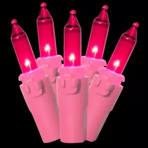Brite Star 50-Light Designer Series Pink Mini Light Set, Pink Wire (Set of 2)