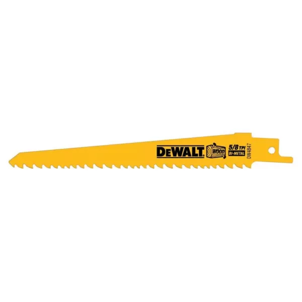 DEWALT 6 in. 5/8 TPI Taper Back Bi-Metal Reciprocating Saw Blade (2-Pack)