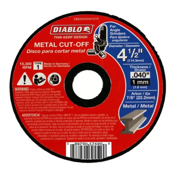 DIABLO 4-1/2 in. x 0.040 in. x 7/8 in. Thin Kerf Metal Cut-Off Disc