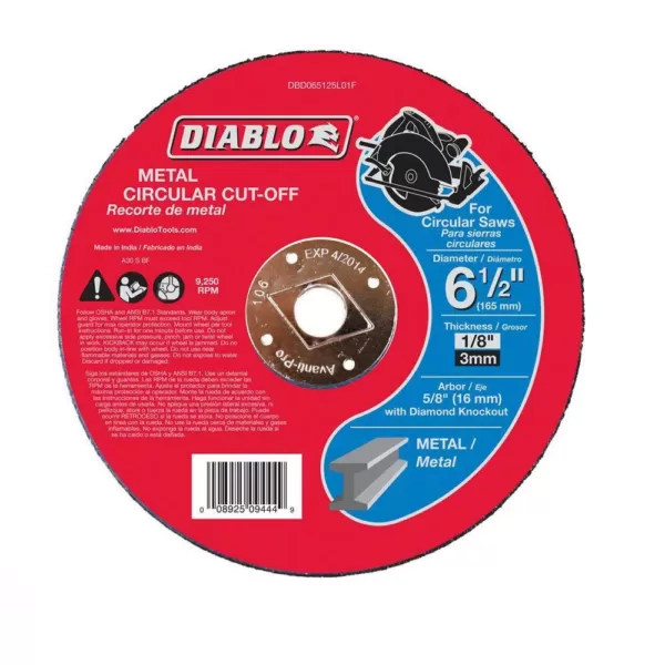 DIABLO 6-1/2 in. x 1/8 in. x 5/8 in. Metal Cut-Off Disc