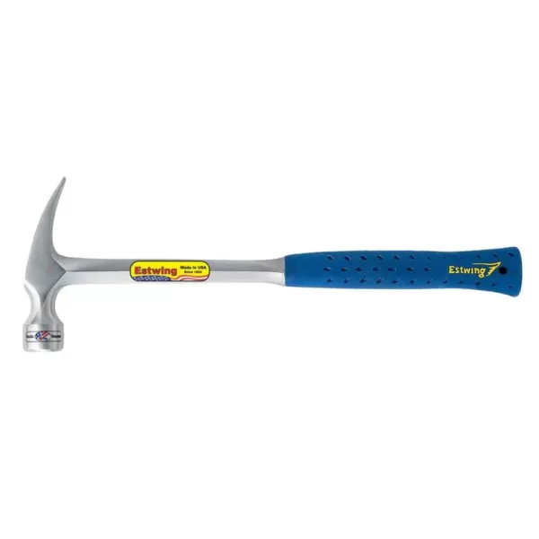 Estwing 22 oz. Solid Steel Framing Hammer with Curved Claw Milled Face and Shock Reduction Blue Vinyl Grip