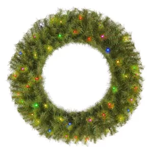 Home Accents Holiday 32 in. Norwood Fir Artificial Wreath with Multi-LED Light
