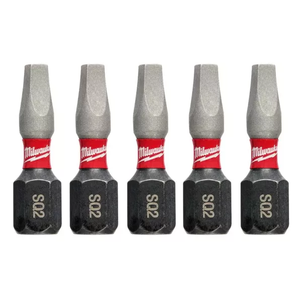 Milwaukee 1 in. #2 Square Recess Shockwave Impact Duty Steel Insert Bits (5-Pack)
