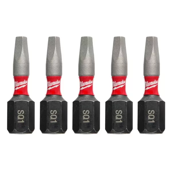 Milwaukee 1 in. #1 Square Recess Shockwave Impact Duty Steel Insert Bits (5-Pack)