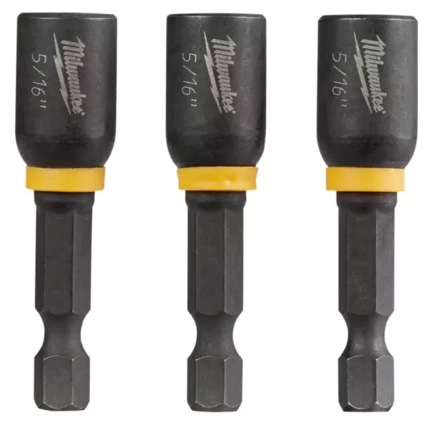 Milwaukee Shockwave 5/16 in. x 1-7/8 in. Black Oxide Impact Duty Magnetic Nut Drivers (3-Pack)