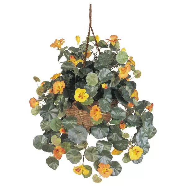 Nearly Natural Nasturtium Hanging Basket Silk Plant