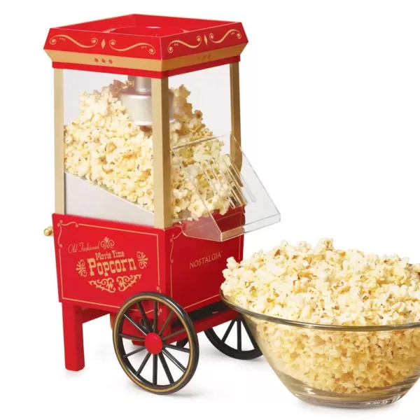 Nostalgia Vintage 3.5 oz. Red Hot Air Popcorn Machine with Cart