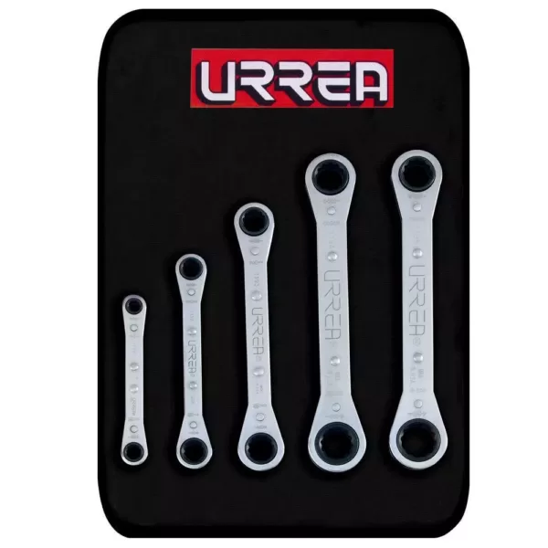 URREA Box End 12-Point Ratcheting Chrome Wrench Set (5-Piece)