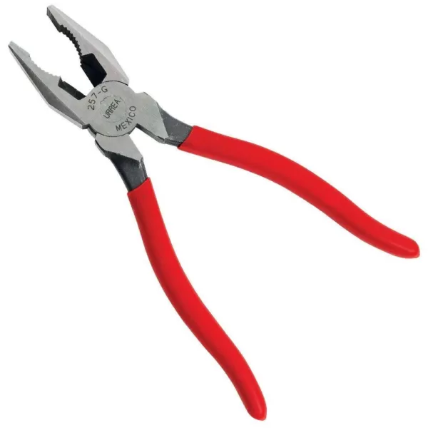 URREA 8-5/8 in. Long Rubber Grip Universal Pliers - Side Cutting, Curved Jaws