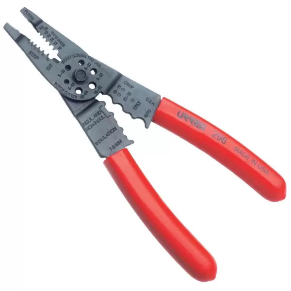 URREA 8-1/4 in. Wire Stripping Pliers with Terminal Crimper and Screw Cutter